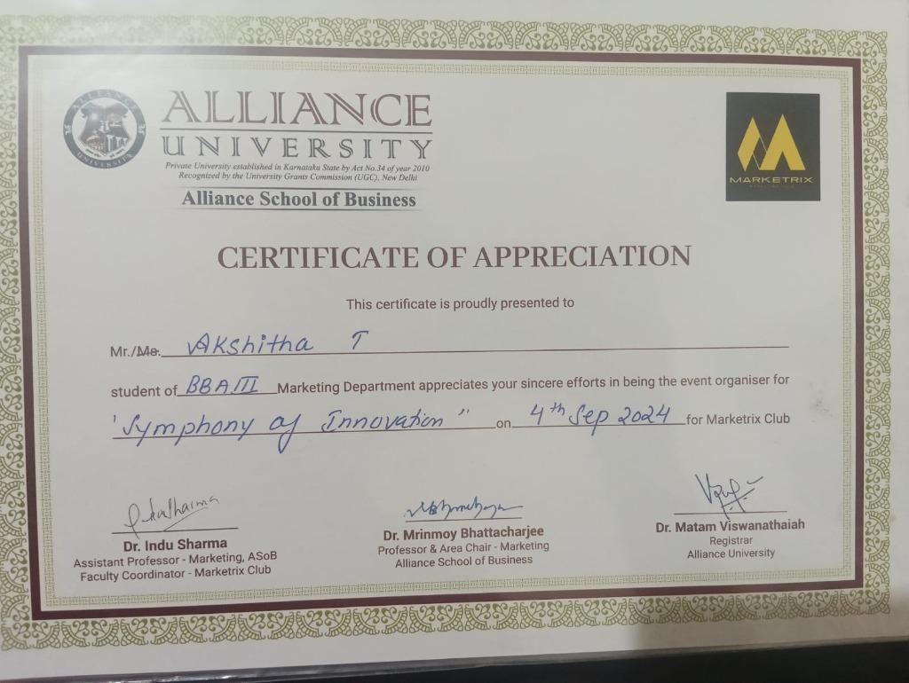 Symphony of Innovation Organizer Certificate